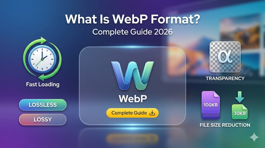 What Is WebP Format? Complete Guide 2026 | ImageTools webp format comparison guide showing webp vs jpg vs png file size and browser support 2026